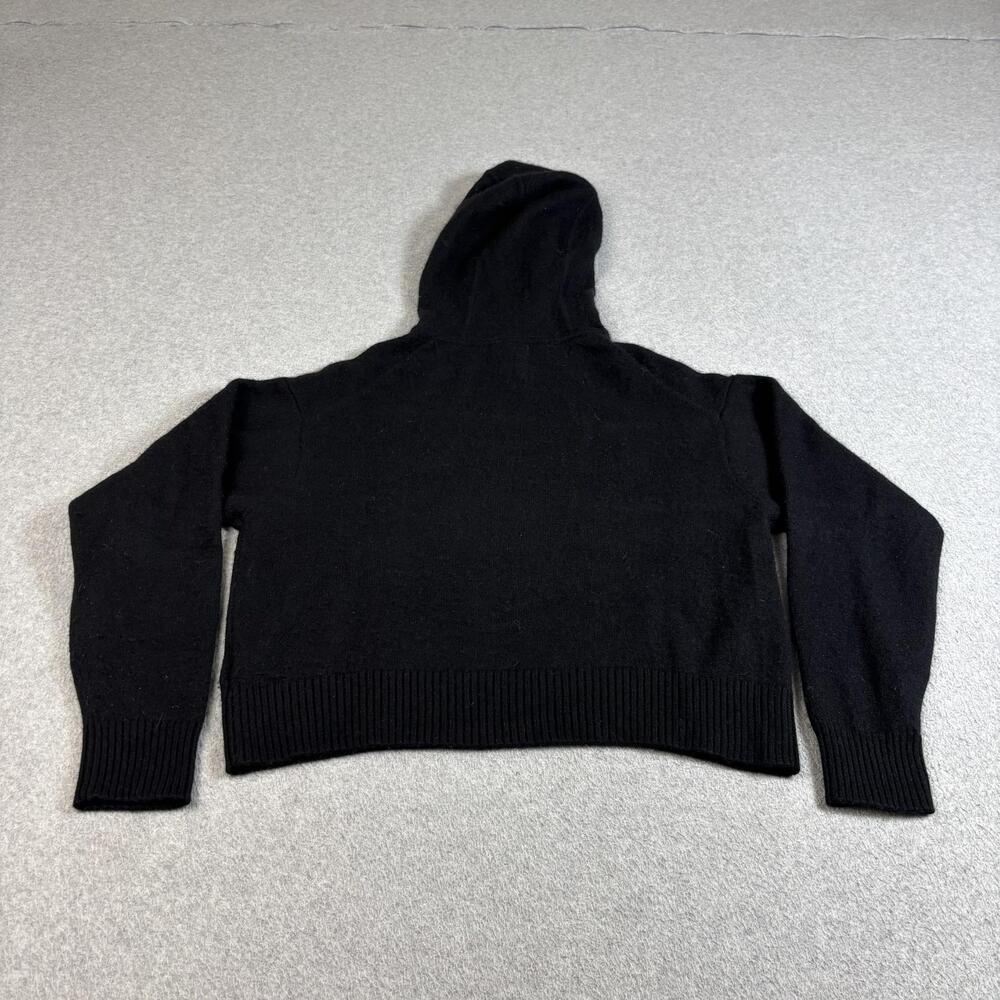 Athleta Merino Wool Cashmere Sweater Women Small Black Alpine Hooded Crop Soft - Picture 2 of 9